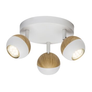 Brilliant Scan Lampa w kształcie rondla z reflektorkami LED Jasne drewno, Biały, 3-punktowe