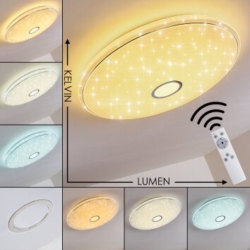 Cirque Lampa Sufitowa LED Chrom, 1-punktowy, Zdalne sterowanie, Zmieniacz kolorów Cirque Lampa Sufitowa LED Chrom, 1-punktowy, Zdalne sterowanie, Zmieniacz kolorów