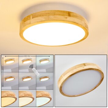 Bagaha Lampa Sufitowa LED Jasne drewno, 1-punktowy, Zdalne sterowanie