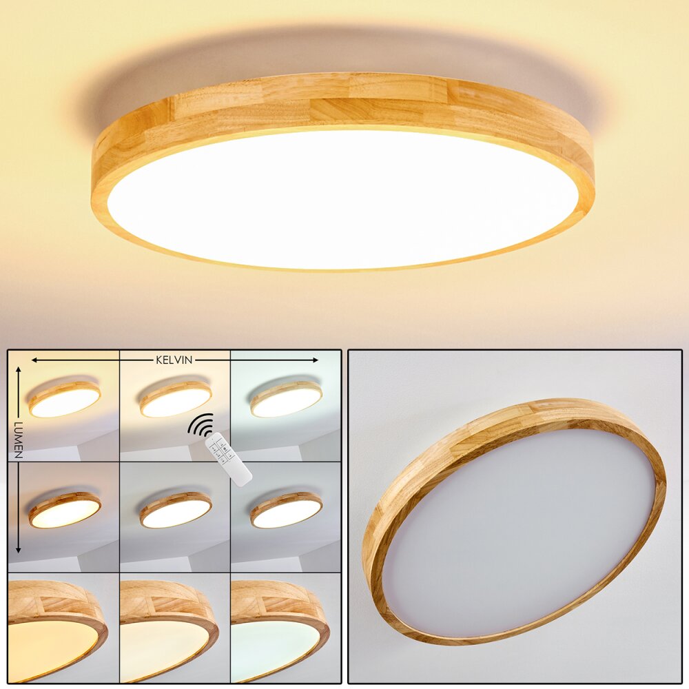 Bagaha Lampa Sufitowa LED Jasne drewno, 1-punktowy, Zdalne sterowanie main product photo