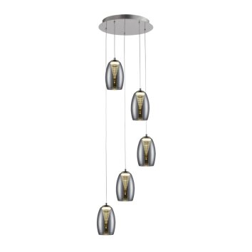 Brilliant Metropolis Lampa Wisząca LED Chrom, 5-punktowe