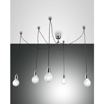 Fabas Luce Blog Lampa Wisząca Chrom, Czarny, 5-punktowe