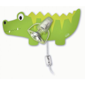 Waldi Krokodil lampa ścienna Zielony, 1-punktowy