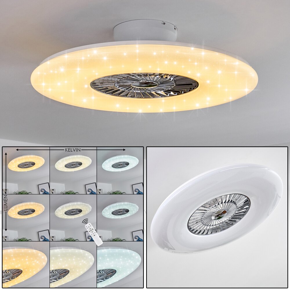 Petrovac wentylator sufitowy LED Chrom, Biały, 1-punktowy, Zdalne sterowanie main product photo