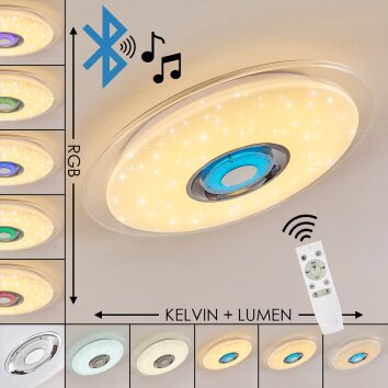 Haderup Lampa Sufitowa LED Chrom, Biały, 1-punktowy, Zdalne sterowanie, Zmieniacz kolorów