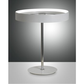 Fabas Luce Double Lampa stołowa LED Chrom, Biały, 1-punktowy