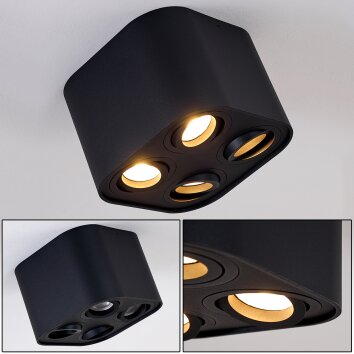 Baishan Lampa Sufitowa Czarny, 4-punktowe