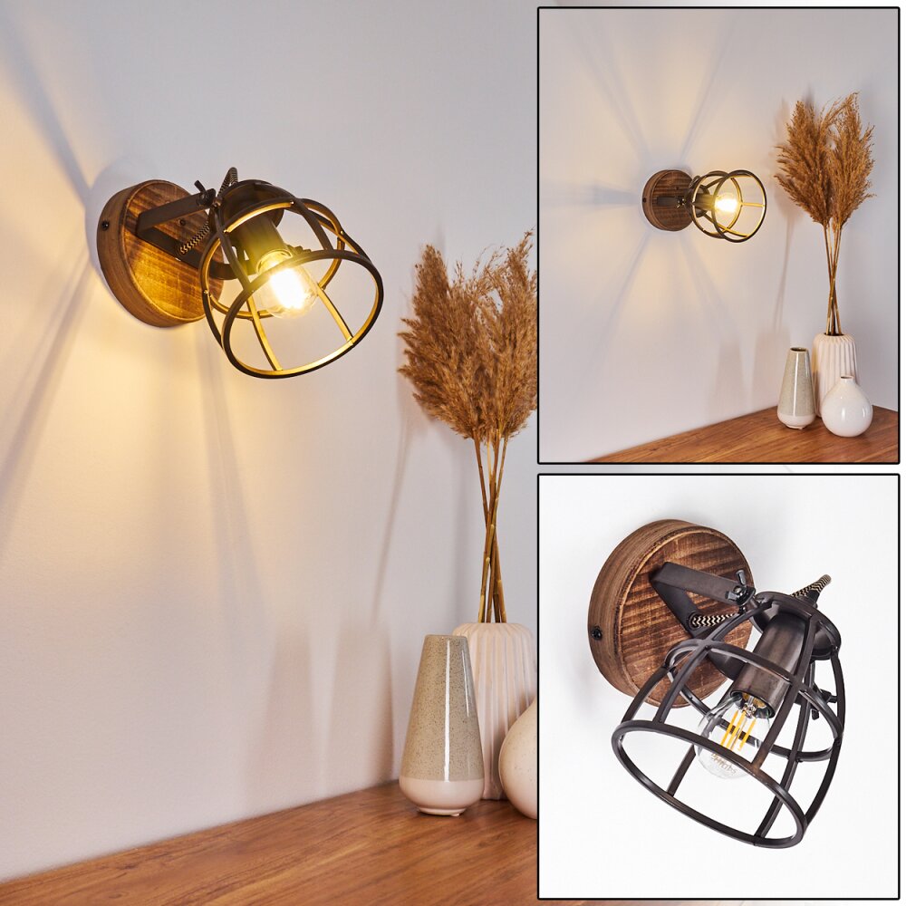 Haervej Lampa ścienna Ciemne drewno, Czarny, 1-punktowy main product photo