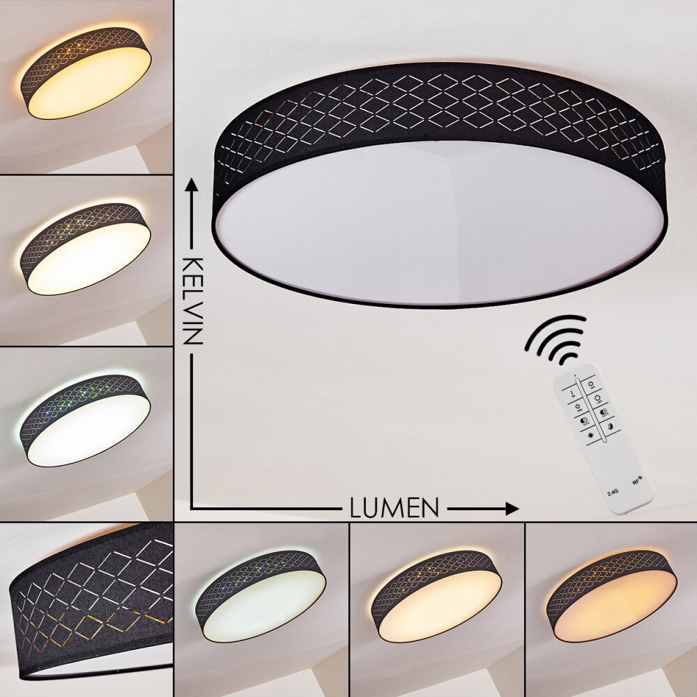 Temuka Lampa Sufitowa LED Czarny, Biały, 1-punktowy, Zdalne sterowanie main product photo
