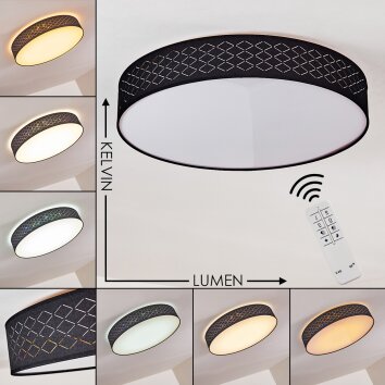 Temuka Lampa Sufitowa LED Czarny, Biały, 1-punktowy, Zdalne sterowanie
