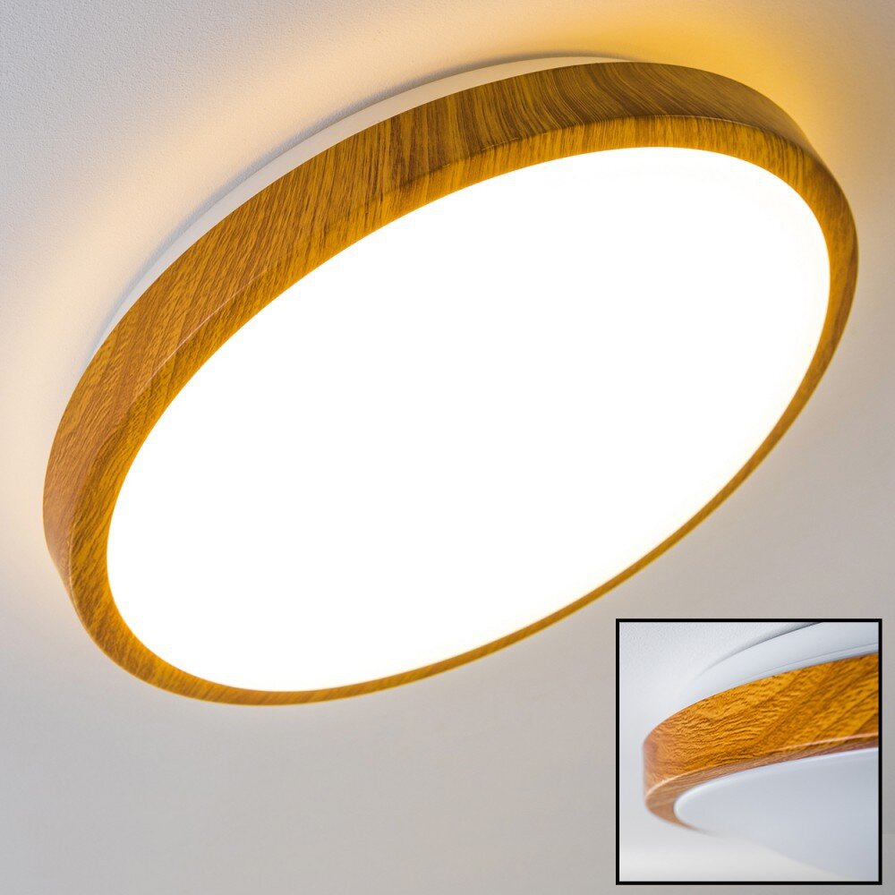 Sora Wood Lampa sufitowa LED Jasne drewno, Biały, 1-punktowy