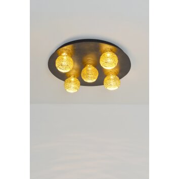 Holländer CARILLON Lampa Sufitowa LED Brązowy, Złoty, Czarny, 5-punktowe