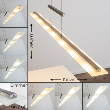 Lampa Wisząca Ramsele LED Chrom, Nikiel matowy, 7-punktowe