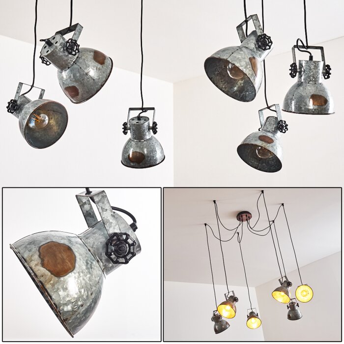 Hora Lampa Wisząca Srebrny, 6-punktowe
